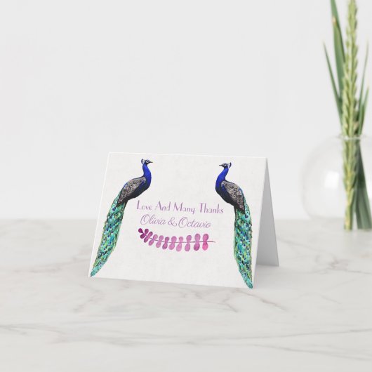 Peacock Wedding Bedankkaart (Voorkant)