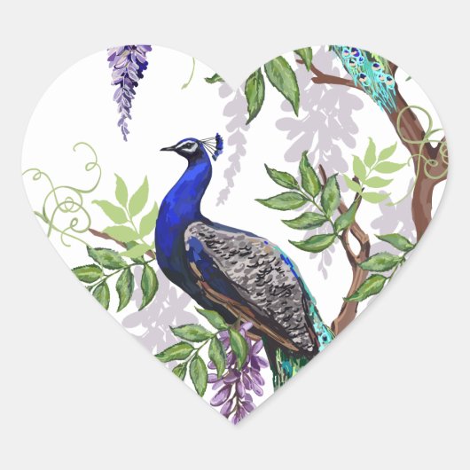 Peacock Wedding Hart Sticker (Voorkant)