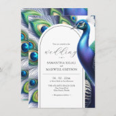 Peacock Wedding Invitations Sjabloon Kaart (Voorkant / Achterkant)