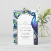 Peacock Wedding Invitations Sjabloon Kaart (Staand voorkant)