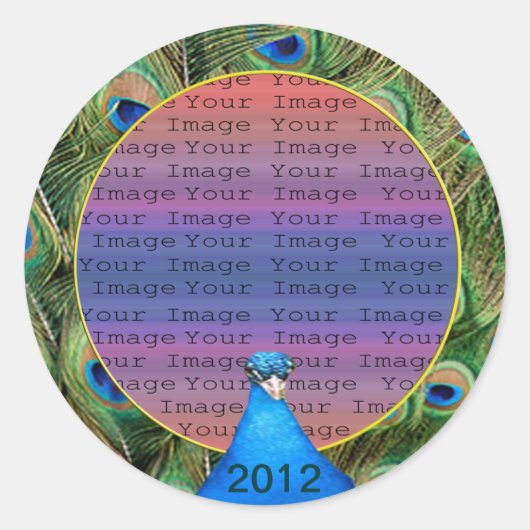 Peacock Wedding Photo Stickers (Voorkant)