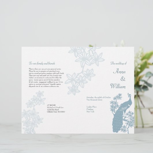 Peacock Wedding Program Flyer (Staand voorkant)