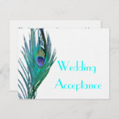 Peacock Wedding Response #2 RSVP Kaartje (Voorkant / Achterkant)