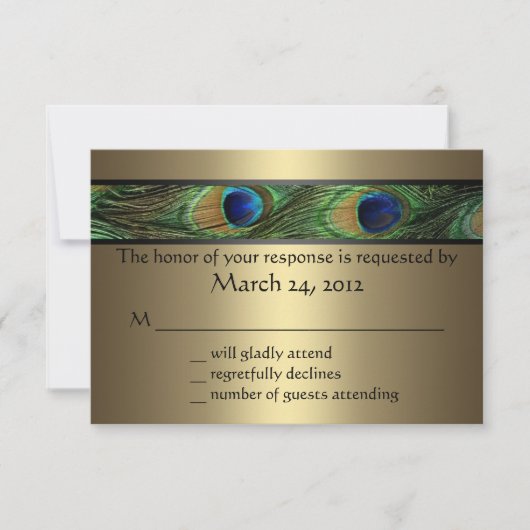 Peacock Wedding RSVP Kaartje (Voorkant)