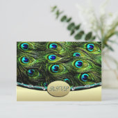 Peacock Wedding RSVP Weddenschappen (Staand voorkant)
