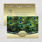 Peacock Wedding RSVP Weddenschappen (Voorkant / Achterkant)