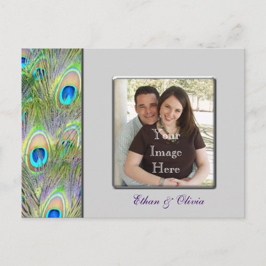 Peacock Wedding Save the Date Aankondigingskaart (Voorkant)