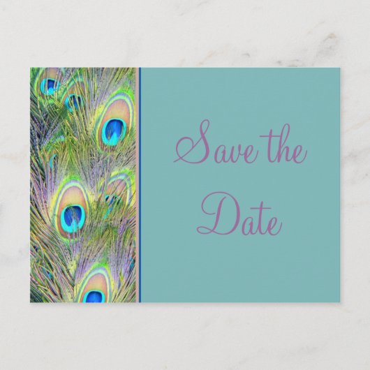 Peacock Wedding Save the Date Aankondigingskaart (Voorkant)