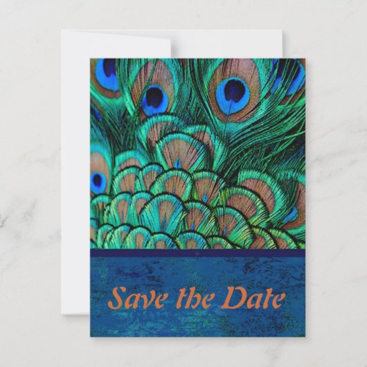 Peacock Wedding Save the Date Card (Voorkant)