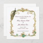 Peacock Wedding Save the Date Invitation (Voorkant / Achterkant)