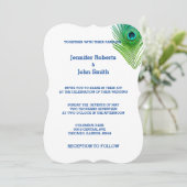 Peacock Weddings Feathers Green Blue White Custom Kaart (Staand voorkant)