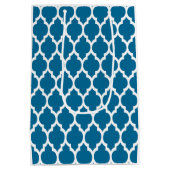 Peacock, White Moroccan Quatrefoil Pattern #4 Medium Cadeauzakje (Achterkant)