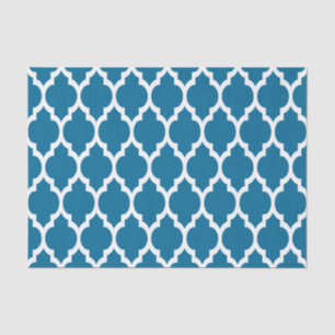 Peacock, White Moroccan Quatrefoil Pattern #4 Tissuepapier