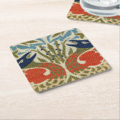 Peacock, William Morris Vierkante Kartonnen Onderzetter (Schuin)