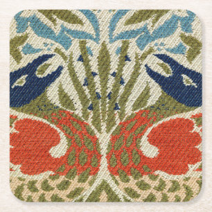 Peacock, William Morris Vierkante Kartonnen Onderzetter