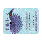 Peacock Woodgrain Save the Date Magneet (Horizontaal)