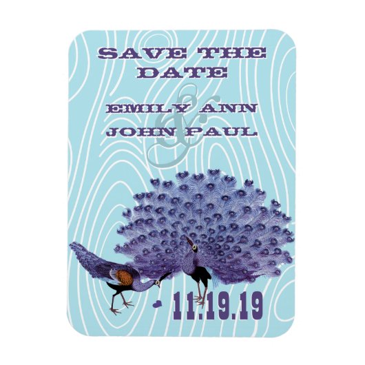 Peacock Woodgrain Save the Date Magneet (Verticaal)