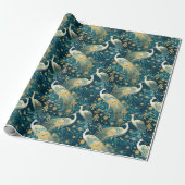 Peacock Wrapping Paper Woodland Animals Cadeaupapier (Uitgerold)