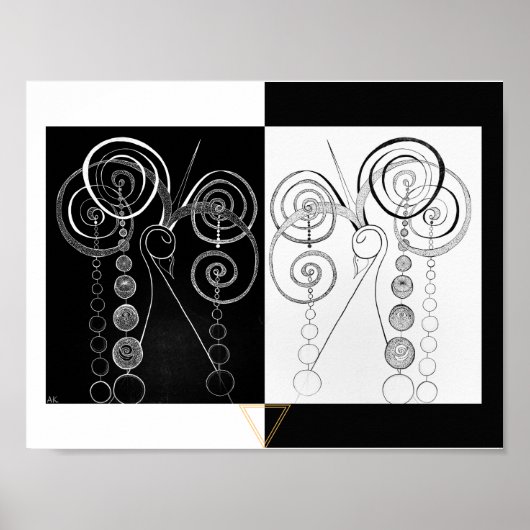 Peacock Yin en Yang DUET illustratie Poster (Voorkant)