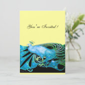 PEACOCK zwart, blauw.goud metaalpapier Kaart (Staand voorkant)