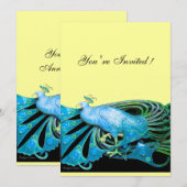 PEACOCK zwart, blauw.goud metaalpapier Kaart (Voorkant / Achterkant)