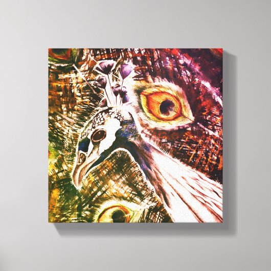 PeacockFeatherLove Vibrant Painting Canvas Afdruk (Voorkant)