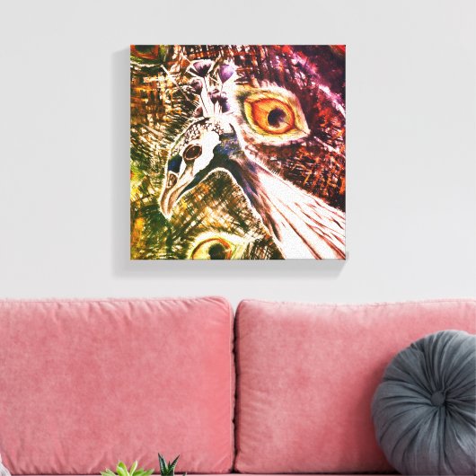 PeacockFeatherLove Vibrant Painting Canvas Afdruk (Insitu (Woonkamer))