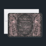 Peacocks Art Déco en marbre d'or rose RSVP<br><div class="desc">Design unique avec un mélange de paons d'art déco d'or imitation rose à l'ancienne et une approche graphique audacieuse et moderne, sur un arrière - plan en marbre noir. Utilisez l'outil Personnaliser pour ajouter vos informations. Pour les articles correspondants, visitez, s'il vous plaît, ma collection Rose de peacocks en marbre...</div>