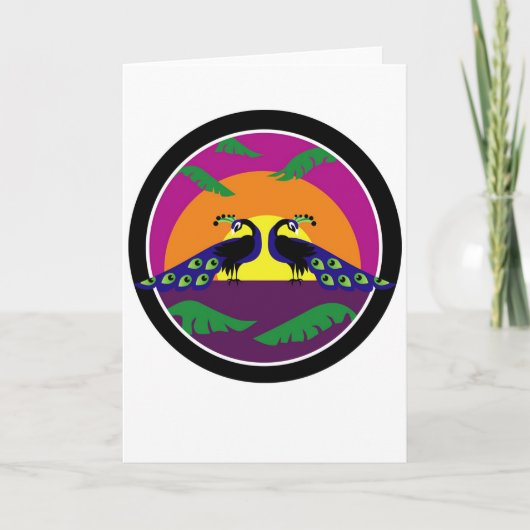 Peacocks bij zonsondergang kaart (Voorkant)