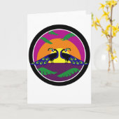 Peacocks bij zonsondergang kaart (Gele Bloem)