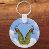 Peacocks Blue Sky Animal Sleutelhanger (Voorkant)