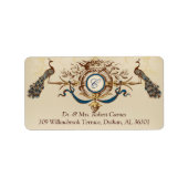Peacocks Bruiloft retour adreslabels Etiket (Voorkant)