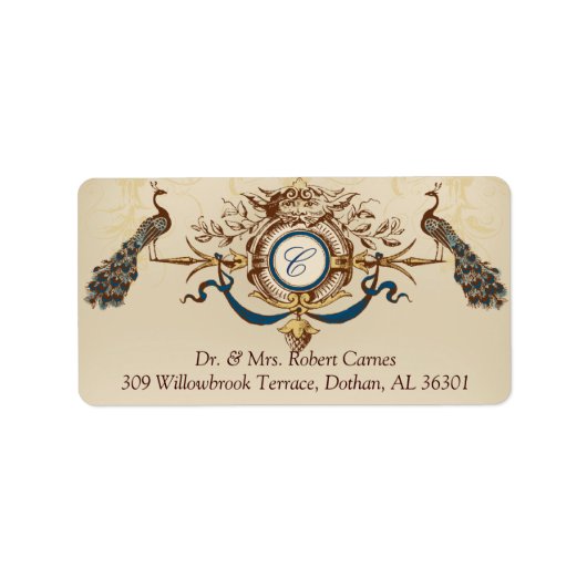 Peacocks Bruiloft retour adreslabels Etiket (Voorkant)