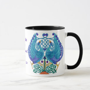 Peacocks celtes Black Ringer Mug