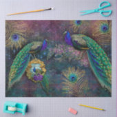 Peacocks Elegant Feathers Gold Glitter Decoupage Tissuepapier (Craft)