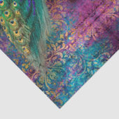 Peacocks Elegant Feathers Pink Glitter Decoupage Tissuepapier (Detail)