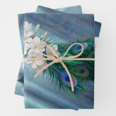 Peacocks & Emerald Green Metallic Silk Inpakpapier Vel (In situ)