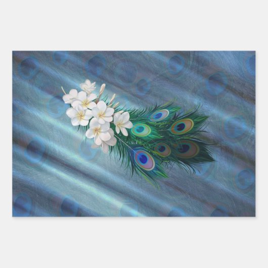 Peacocks & Emerald Green Metallic Silk Inpakpapier Vel (Voorkant)