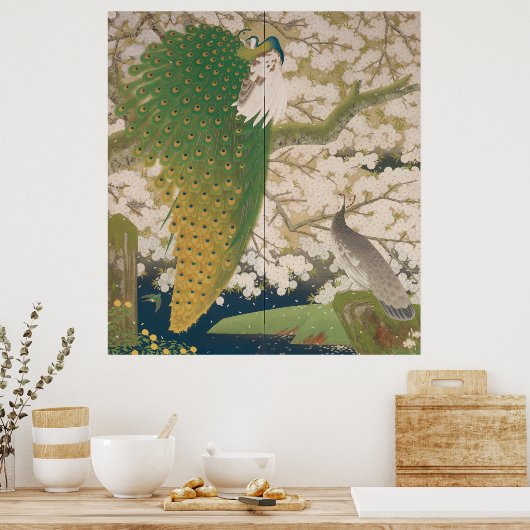 Peacocks en Cherry Tree (1925) Poster (Keuken)