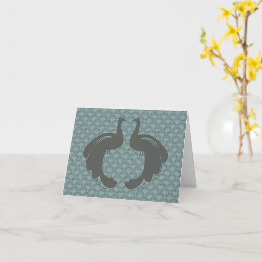 PEACOCKS en GRAY no 2 Carte pour notes (Fleur jaune)