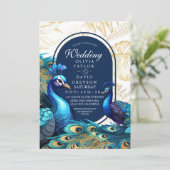 Peacocks Garden Boheemse bruiloft Kaart (Staand voorkant)