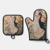 Peacocks Gold Glitter Love Blush Roos Ovenwant & Pannenlap Set (Voorkant)