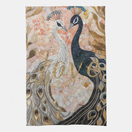 Peacocks Gold Glitter Love Blush Roos Theedoek (Verticaal)