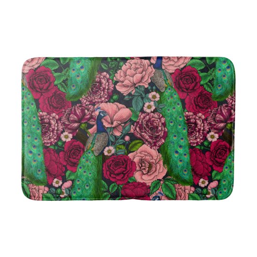 Peacocks in de tuin van het roos 2 badmat (Voorkant)