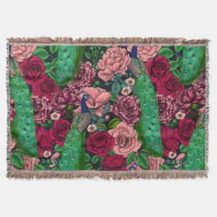 Peacocks in de tuin van het roos 2 deken