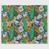 Peacocks in de tuin van het roos 3 cadeaupapier (Vlak)