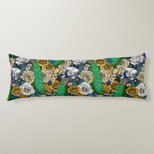 Peacocks in de tuin van het roos 3 lichaamskussen