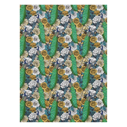 Peacocks in de tuin van het roos 3 tafelkleed (Voorkant)