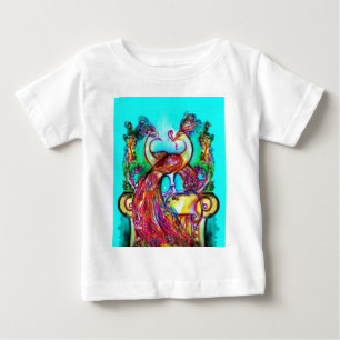PEACOCKS IN LOVE MONOGRAM red blue turquase green