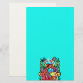 PEACOCKS IN LOVE MONOGRAM red blue turquase green Briefpapier (Voorkant / Achterkant)